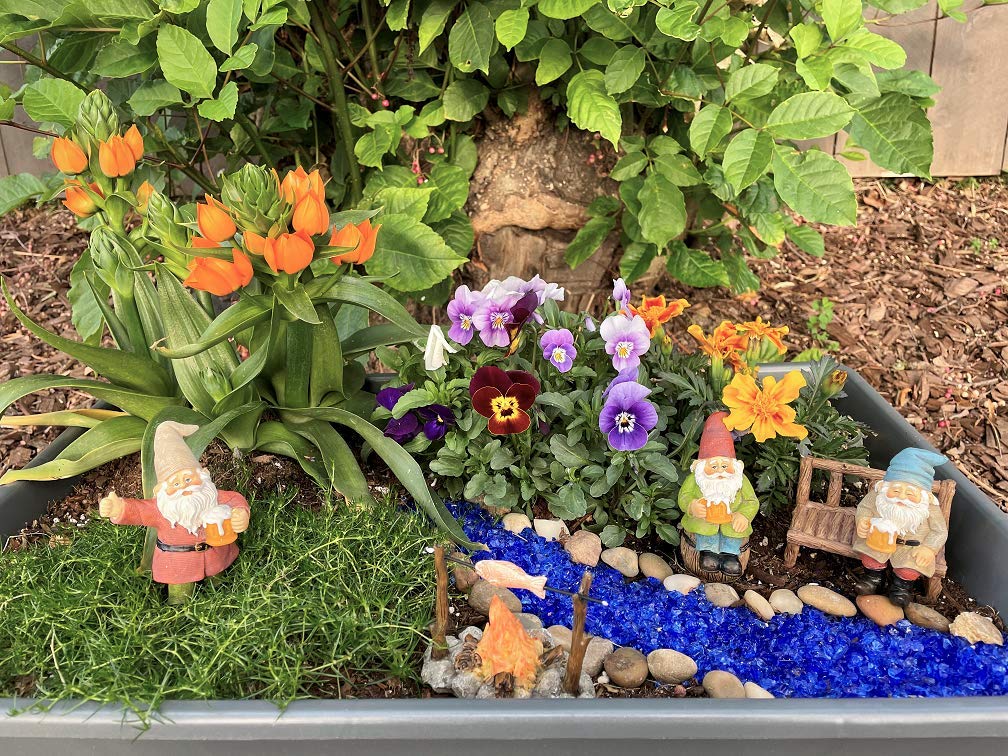 GlitZGlam „Die fröhlichen Zwerge“ Biertrinkkumpanen! 5-teiliges Gartenzwergset für den Miniaturfeengarten