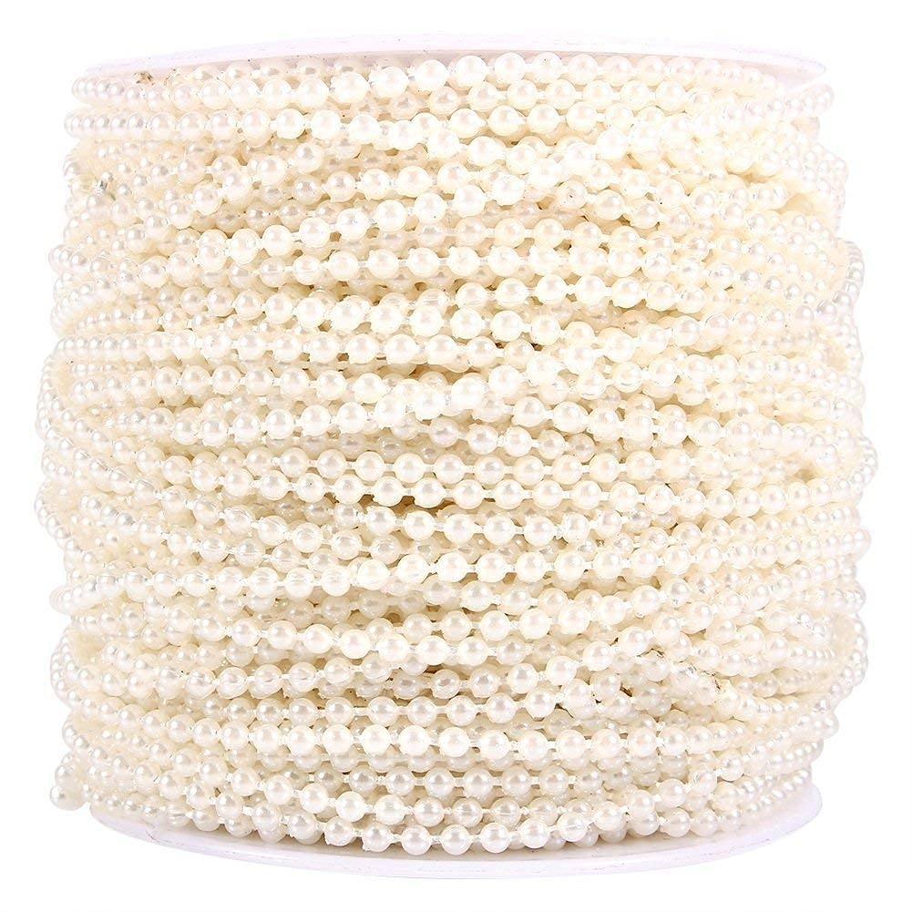 10 M Künstliche Perlenkette Aus ABS (beige) – Vielseitig Für Deko, Hochzeit, DIY & Basteln