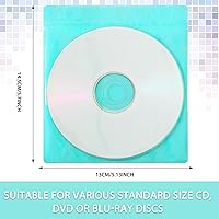 Vista 3 de Harloon 200 fundas para CD y DVD, sobres a granel de doble cara de plástico para carpetas de almacenamiento en blanco, transparentes para protección