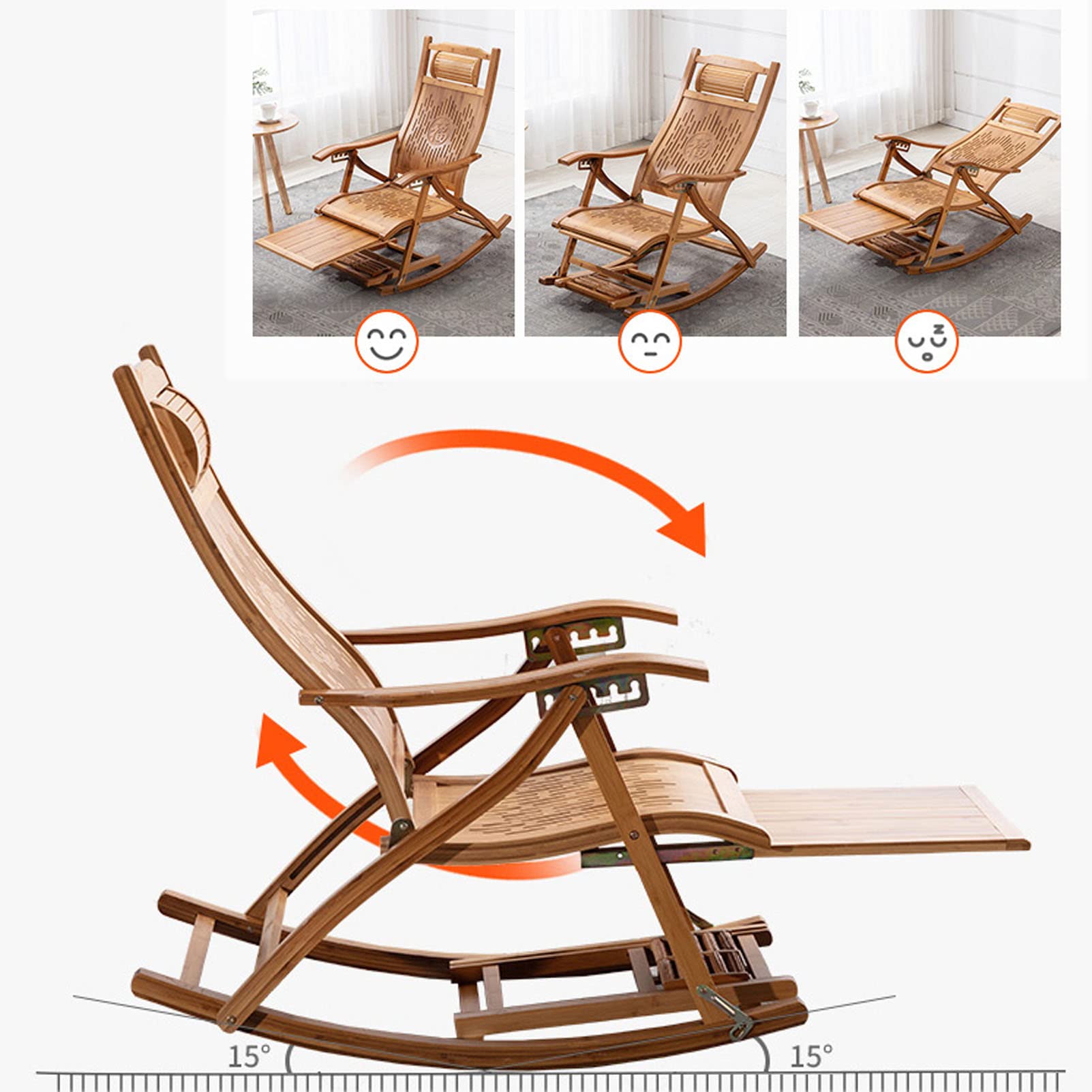 Sedia a dondolo Zero Gravity, sedia a dondolo per esterni in legno con imbottitura - Patio, veranda anteriore, mobili da giardino e prato - Comoda seduta - 440 libbre.Poltrona lounge con capacità di