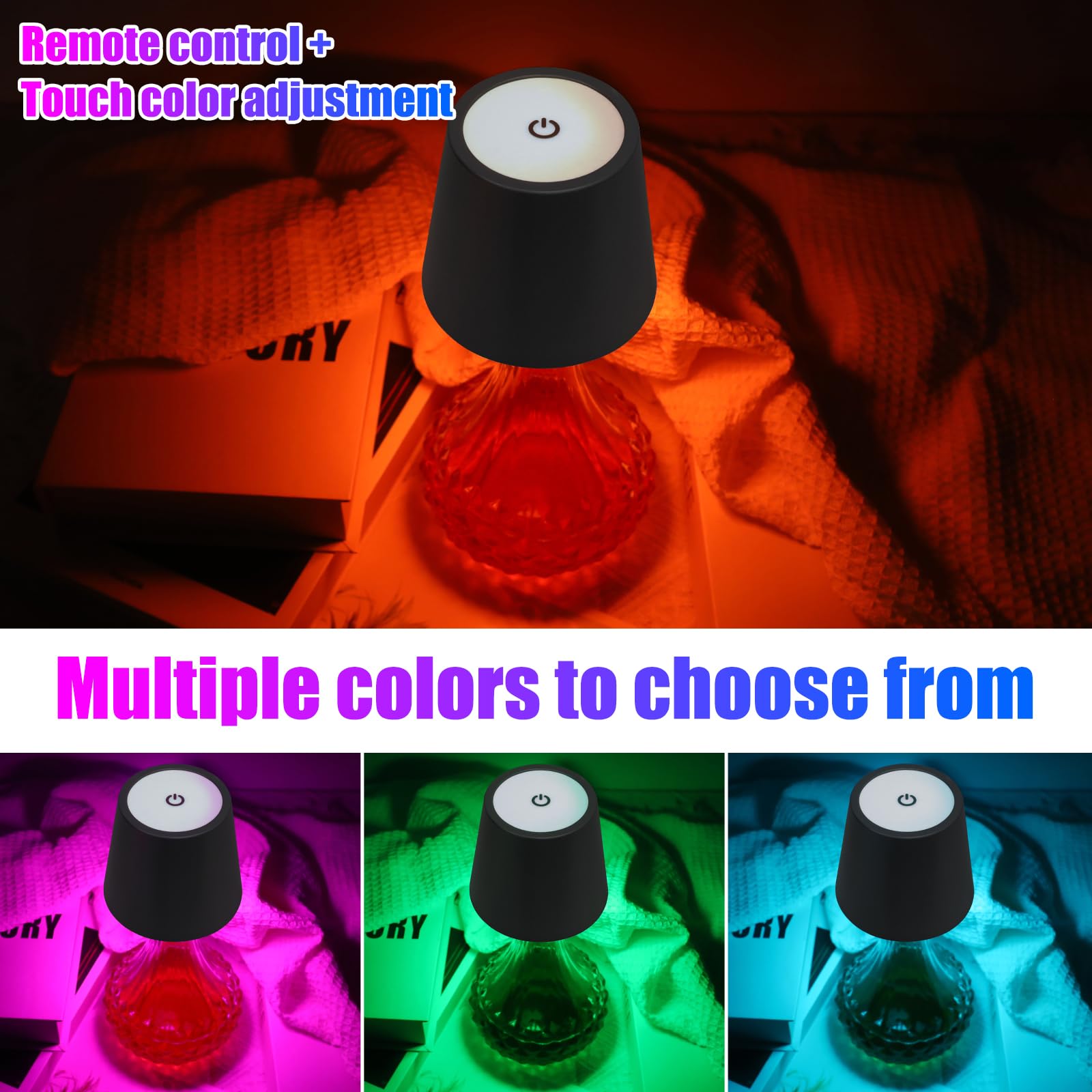 Kabellose Flaschenlampe mit Fernbedienung, wiederaufladbare RGB-Weinflasche mit 3 Modi, Lichtdimmung, wasserdichter Touch-Lampenkopf für Zimmer, Bar, Restaurant und Party-Dekorationen (schwarzes RGB)