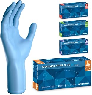 100x ARNOMED® Einweghandschuhe Blau Extra Lang & Stark, Nitril Handschuhe XL | Einmalhandschuhe 30cm lang, Handschuhe Einweg 50% dicker, latexfreie Gummihandschuhe, Einweghandschuhe puderfrei S, M, L & XL