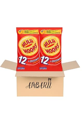 AMBARII KP Original Hula Hoops Potato Crisps, British Snacks, 12 Pack x 2 Multipack Potato Chips From England