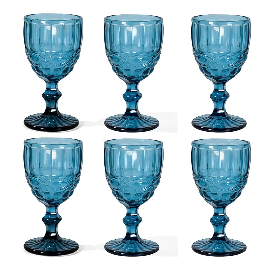 USA  食器セット Amazon.com | CHLJAR Vintage Wine Glasses Set of 6, 8 OZ