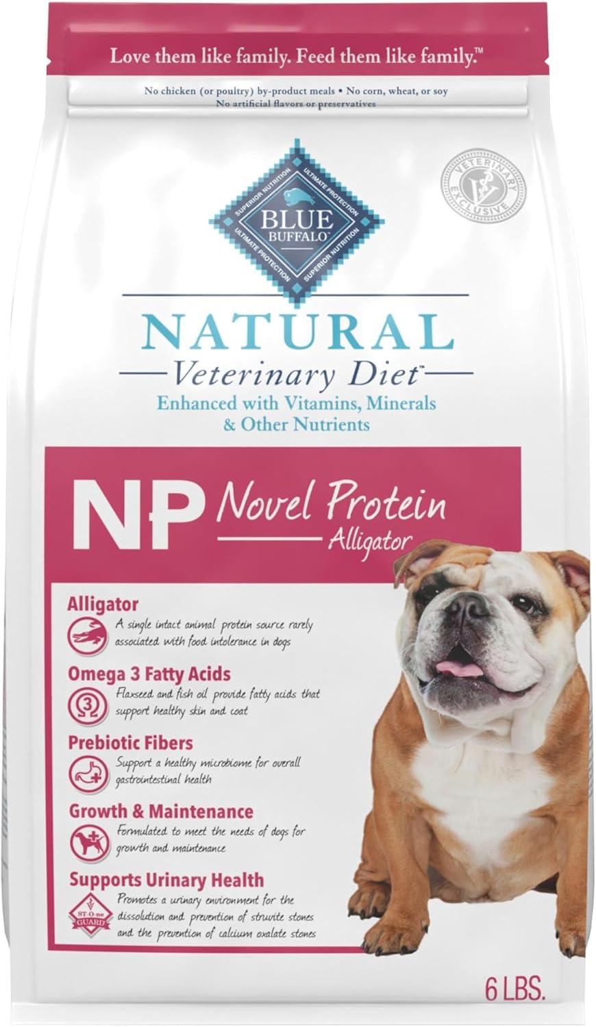 Blue Buffalo Natural Veterinary Diet NP Novel Protein Dry Dog Food, Food Sensitivity Formula, Veterinarian Prescription Required, Alligator, 6-lb. Bag