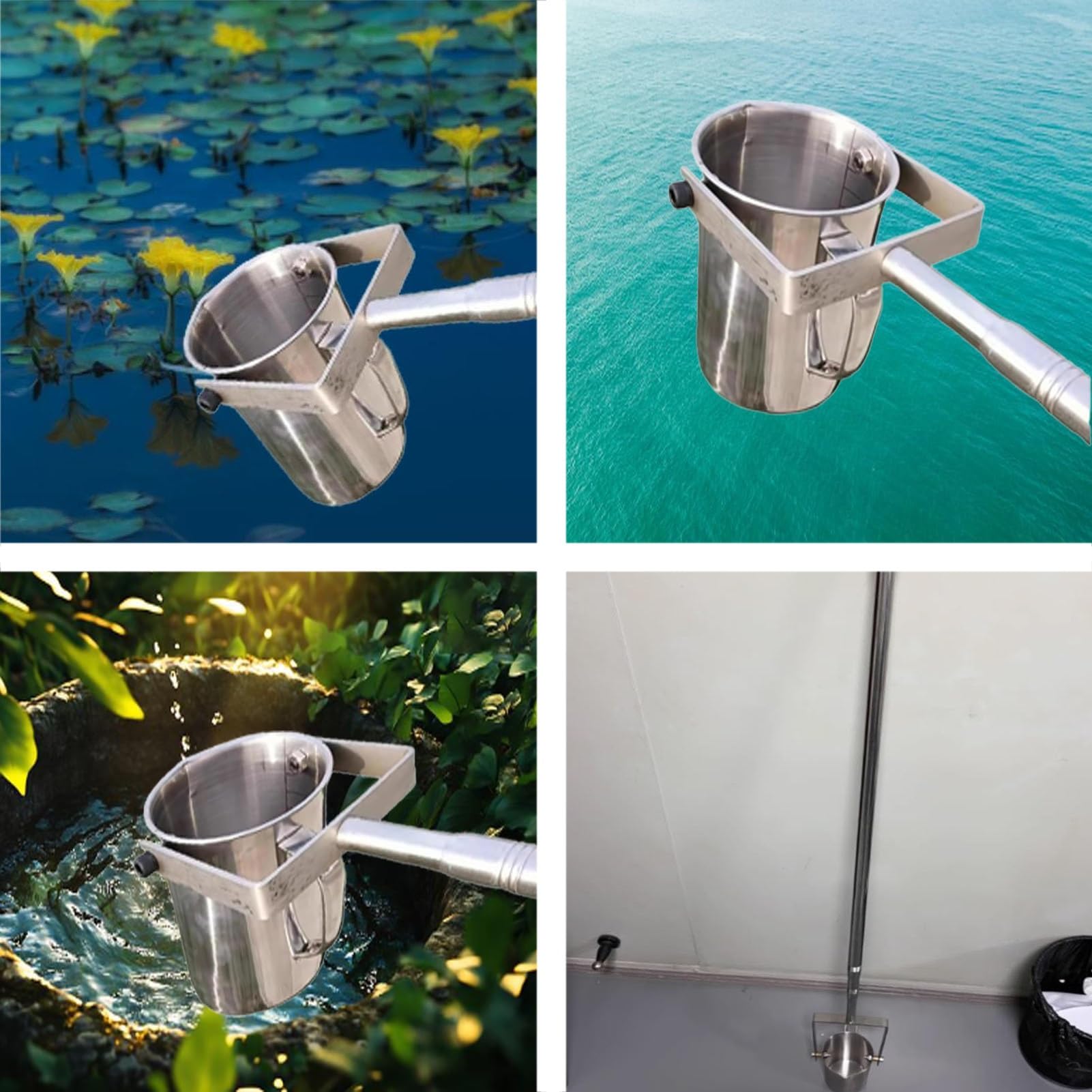 Cucchiaio campionatore d'acqua in acciaio inossidabile per campionamento accurato 1000 ml collettore tic per pozzi serbatoi, stagni e fiumi, lunghezza 4 m, durevole e affidabile
