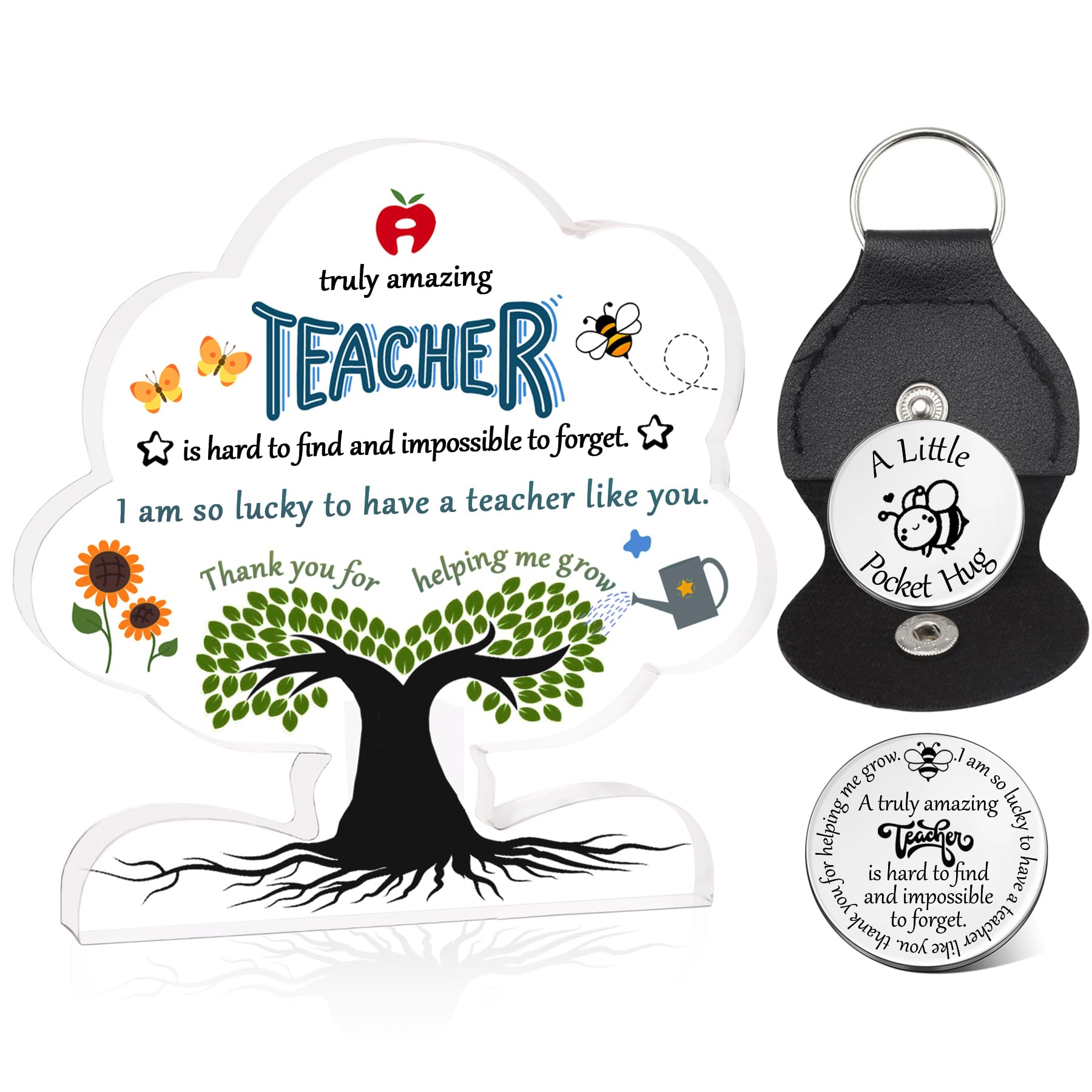 Saknyufo Transparent Best Teacher Gifts Teacher Acrylic Plaque Pocket Hug Gifts For Teachers Leavers Gifts For Teachers Teacher Retirement Gifts Teacher End Of Term Gift Teacher Pocket Hug Thank You Christmas Gifts