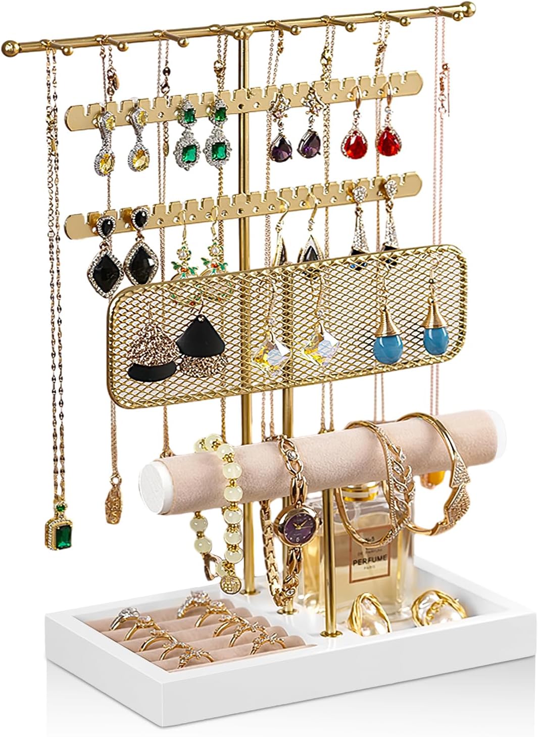 Boîte De Rangement En Bois Marron, Plateau Pour Bijoux, Boucles D'oreilles