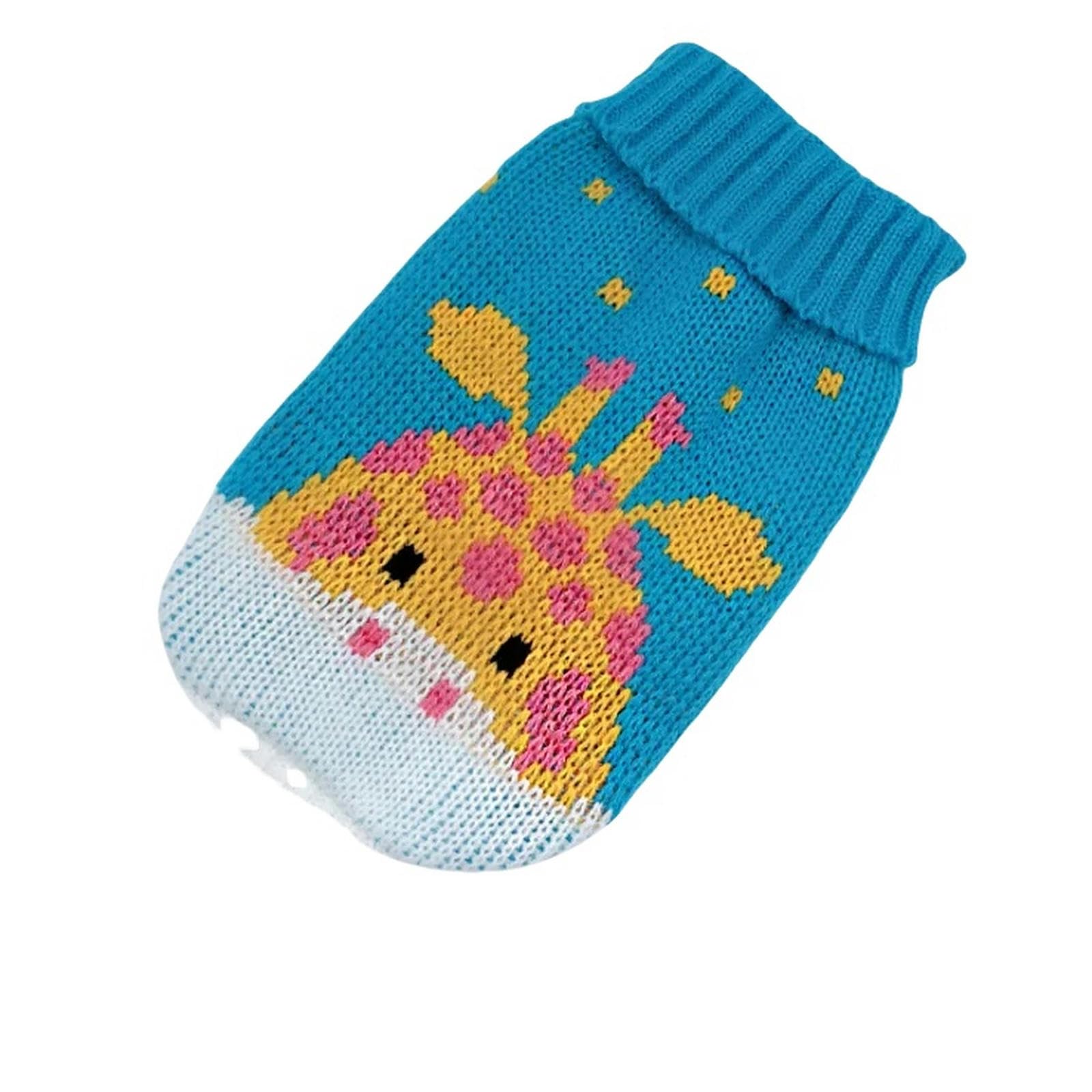 ZSHDTKWB Dog Clothes Christmas Cat Dog Sweater Pullover Winter Dog Clothes For Small Dogs Chihuahua Yorkies Jacket Pet-blue Giraffe-xxl