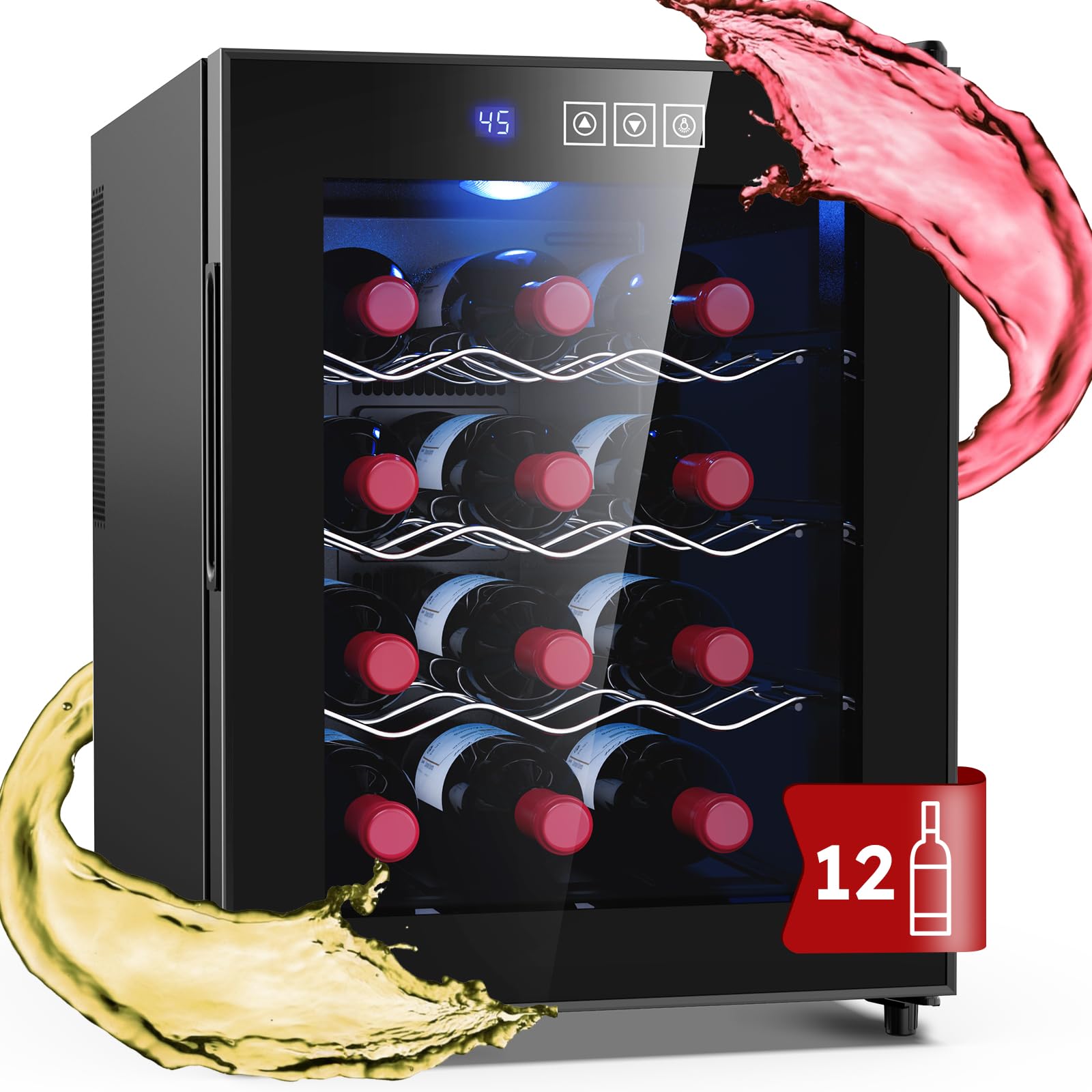 Mojgar 12 Bottle Wine Cooler Freestanding Wine Fridge With 46