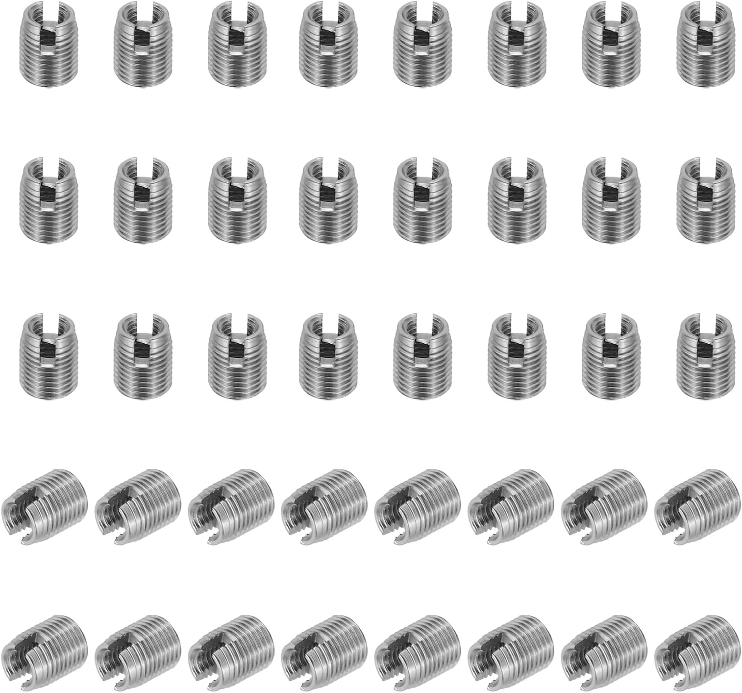 TOP-VIGOR 40 Pcs M3 x M5 x 6mm Stainless Steel Self-Tapping Threaded Inserts - Solid Repair Sleeves for Plastic, Aluminium & Wood