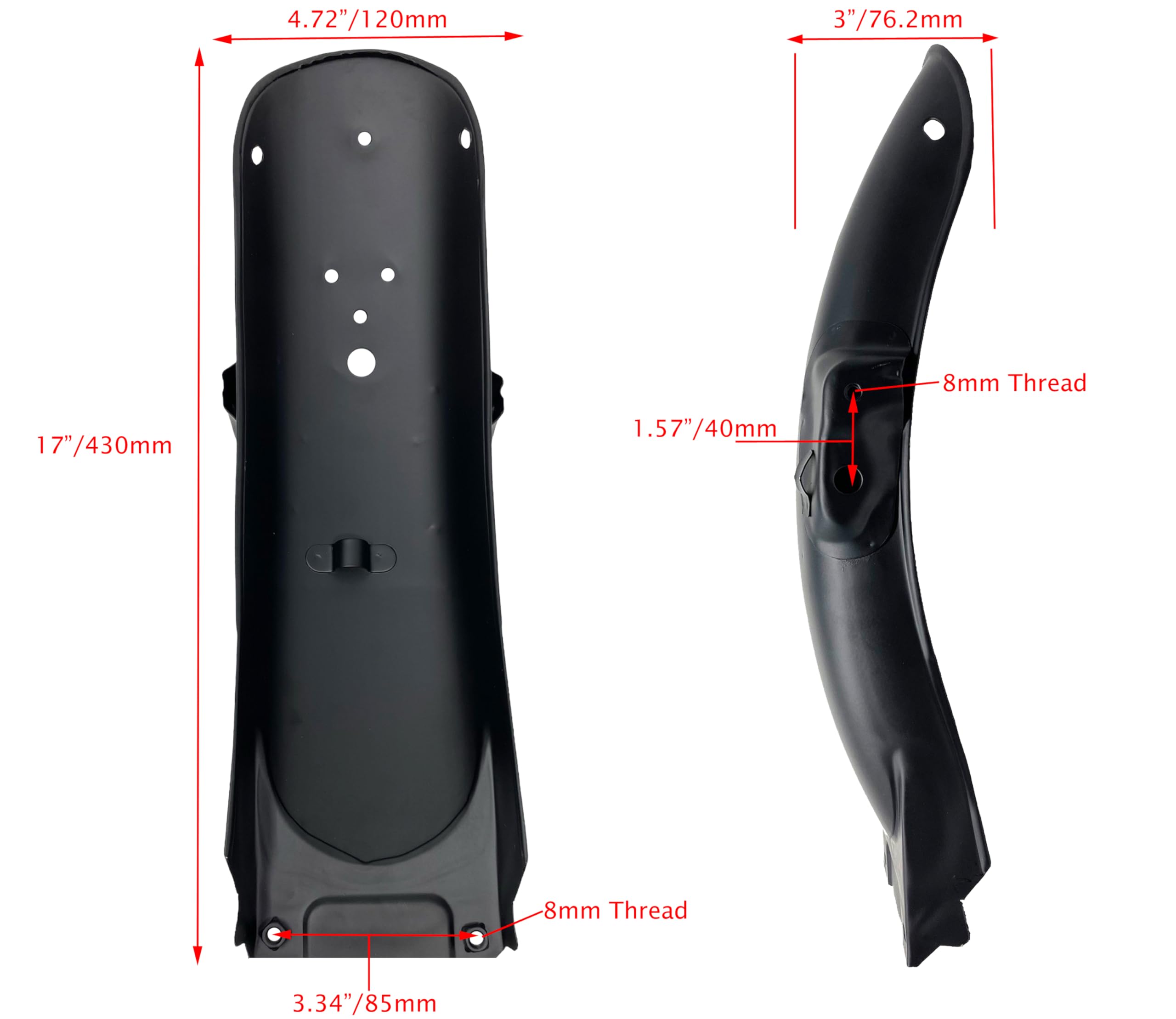 Parafango posteriore per motocicletta per Cafe Racer, Scrambler, Street Bike, Roadster Project | Acciaio inossidabile nero | UNIVERSALE (Parafango posteriore nero)