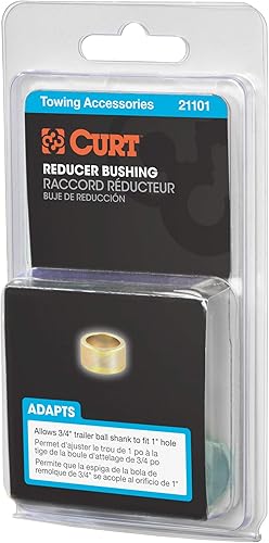 Miniatura 6 de CURT 21101 Buje reductor de agujero de bola para enganche de remolque, reduce el diámetro de 1 pulgada a vástago de 34 pulgadas, zinc amarillo