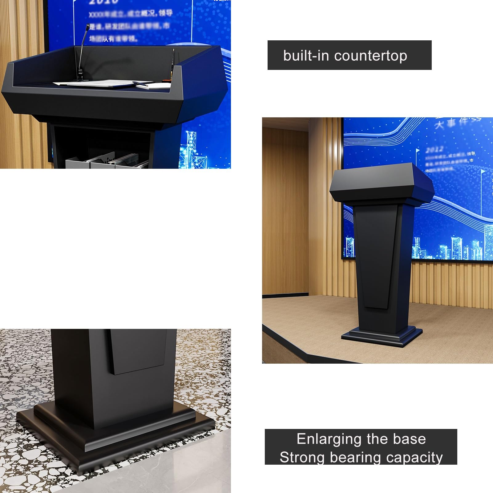 YUZES Minimalistisch Modern, Rednerpult Holz,bodenstehendes Podium, Kirchen Podium, Empfangspult,für Konferenz-Auditorium-Schulen (Color : Titanium Gold)