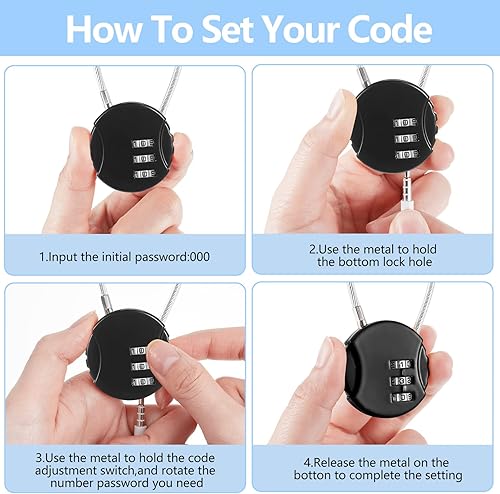 Miniatura 4 de Cerradura de combinación de 3 dígitos para gimnasio, candado impermeable, bolsa reiniciable, cerradura de puerta de equipaje, cerradura de valla de