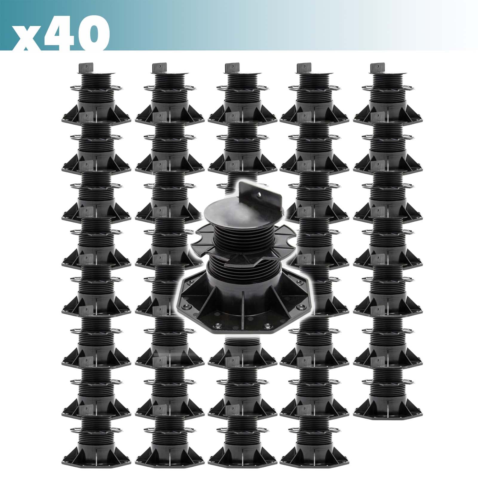 XPOtool Juego de 40 bases regulables para terraza carga máxima 2700kg ajustable en altura 60-128mm