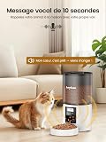 Distributeur Croquettes Chat Automatique 4L Distributeur Croquettes Cha, Fonction Vocale 10s, 6 Repas par Jour, Minuterie Programmable Distributeur De Croquettes pour Chats et Petits Chiens - 5