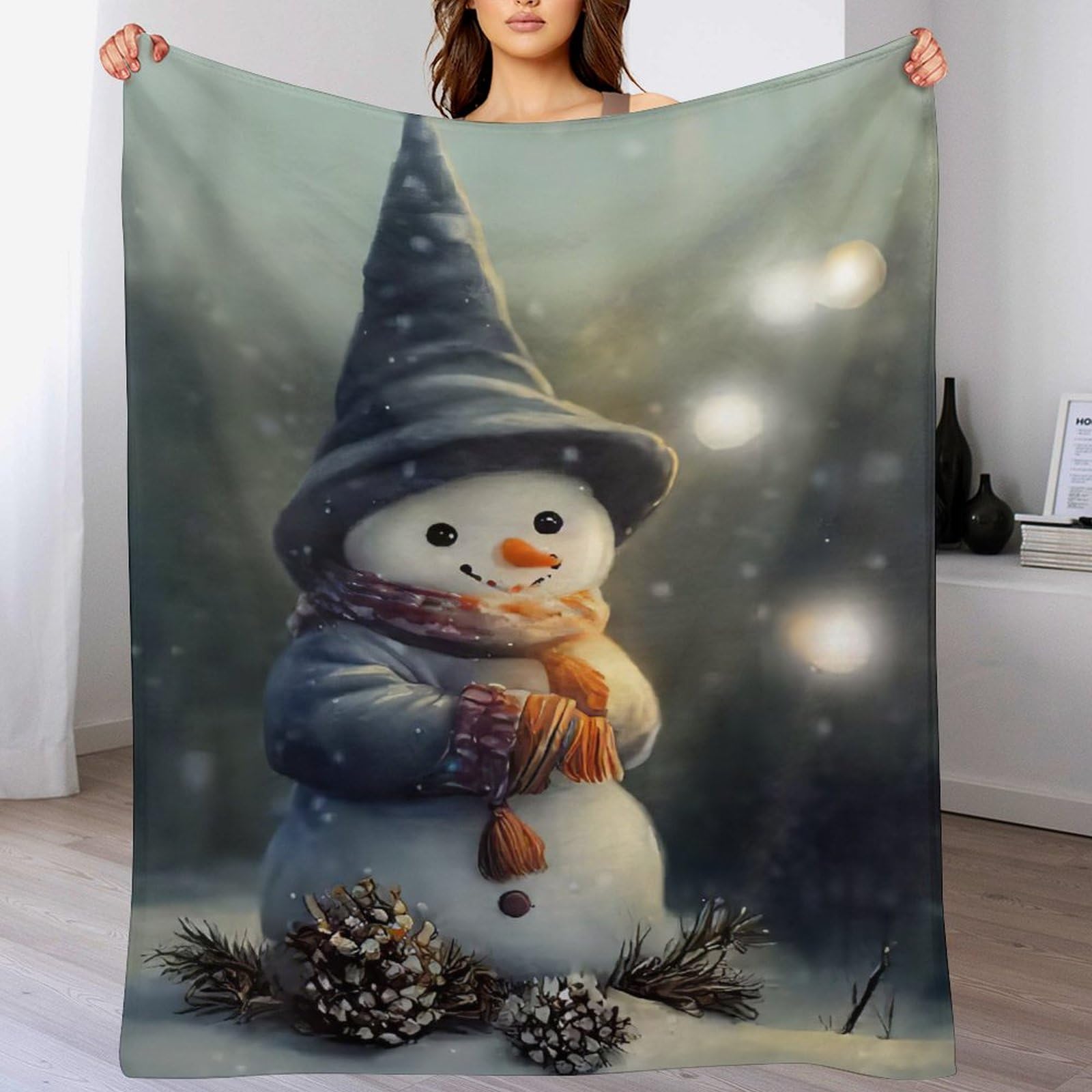 DCCCY Snowman Blanket, Fluffy Super Warm & Soft Throw, As Sofa Cushion Bedspread Or Living Room Blankets 100×130cm