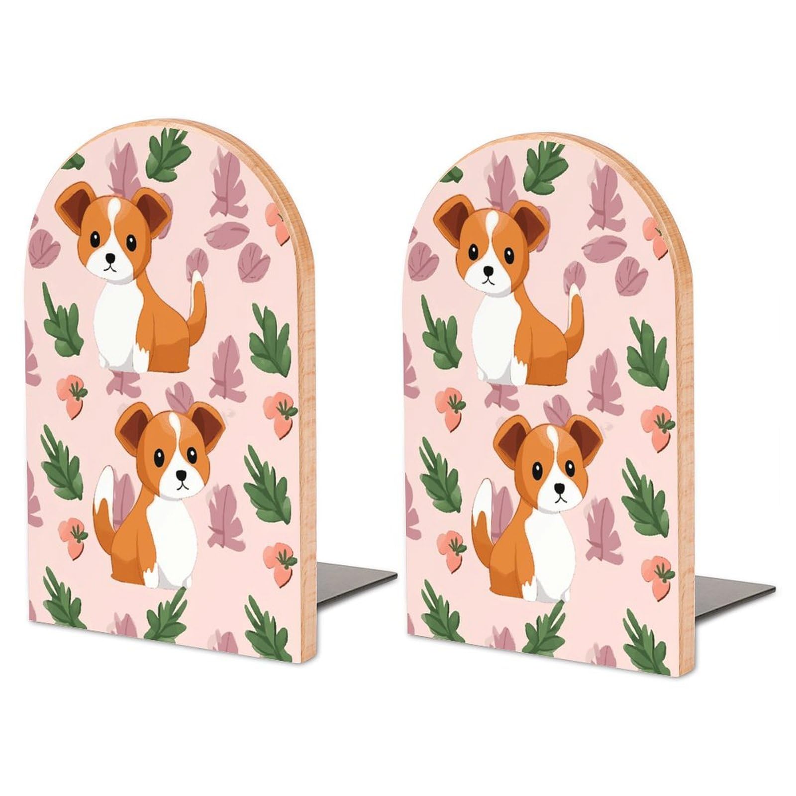 Serre-livres chien en hêtre et métal de grande taille pour l'organisation de vos étagères