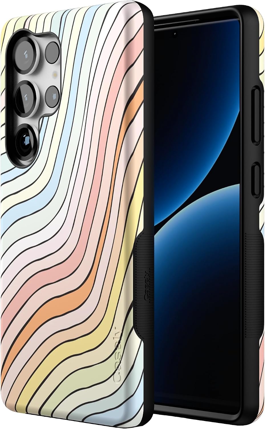 Casely Galaxy S25 Ultra Case | Ride The Wave | Pastel Rainbow Lined | Bold Protective Design | Compatible with MagSafe