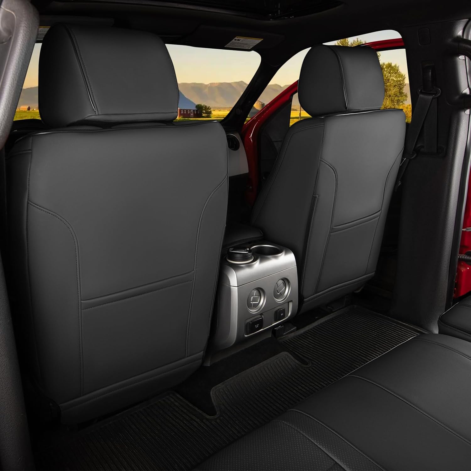 HKZ F150 Seat Covers for Ford F150 2012 2013 2014 Crew Cab 4-Door, Custom Fit Leather Full Set (Black) – Front & Rear Seat Protector, Waterproof, Durable Interior Accessories