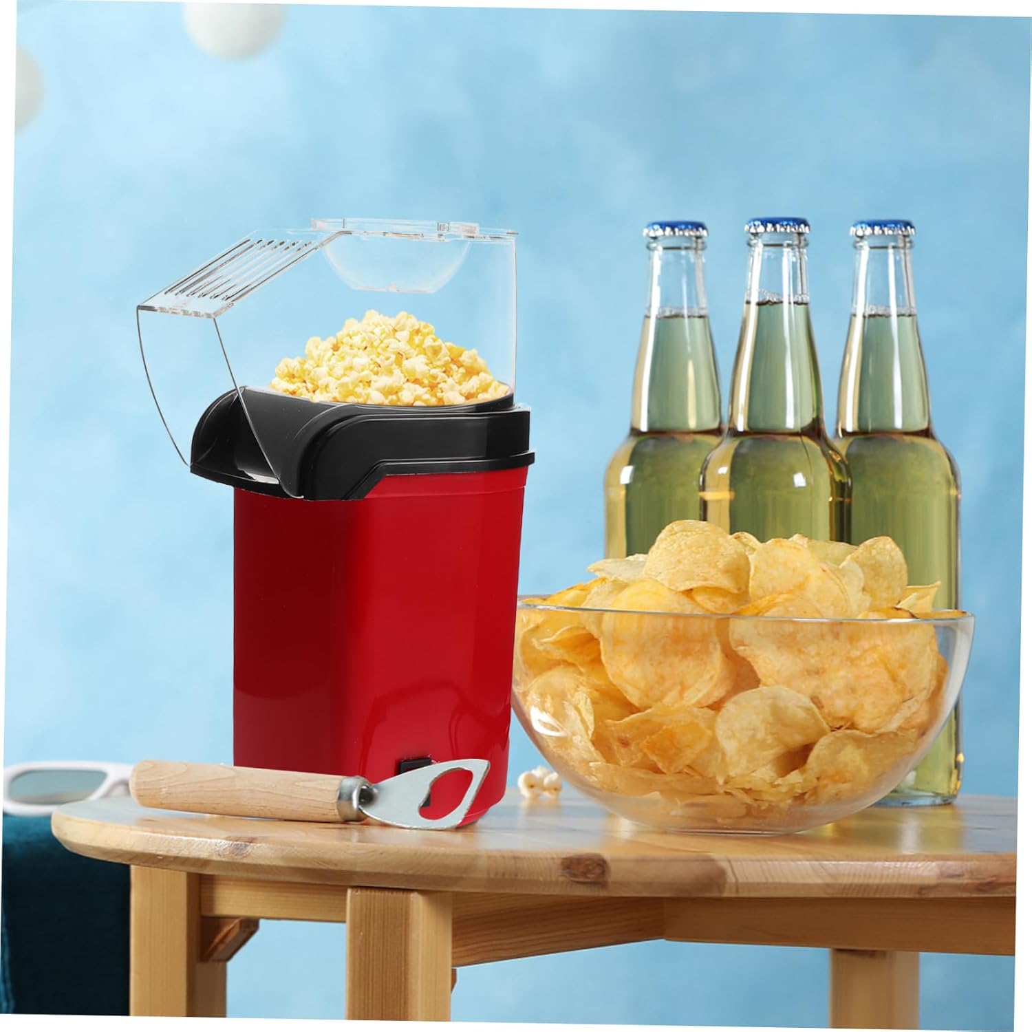 PRETYZOOM Electric Hot Air Popcorn Maker for Home Healthy No Oil Popcorn Machine with Adjustable Flavor Options for Boys and Girls and Parties