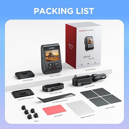 Miniatura 9 de VIOFO Dash Cam A119 V3 2K 2560x1440P Quad HD+ 60FPS Front Car Dash Camera, 5MP STARVIS Sensor, 140-Degree Wide Angle, GPS Included, Buffered Parking