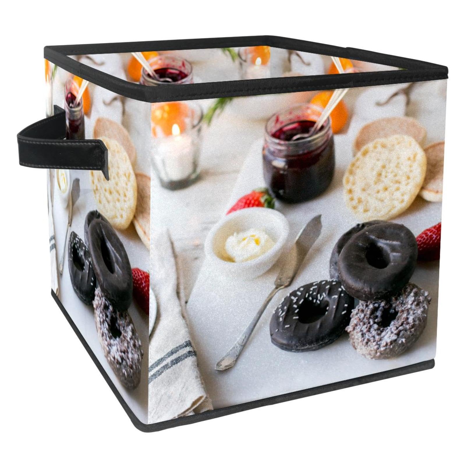 Boîte de rangement cube pliable en tissu chocolat noir pour placard et chambre