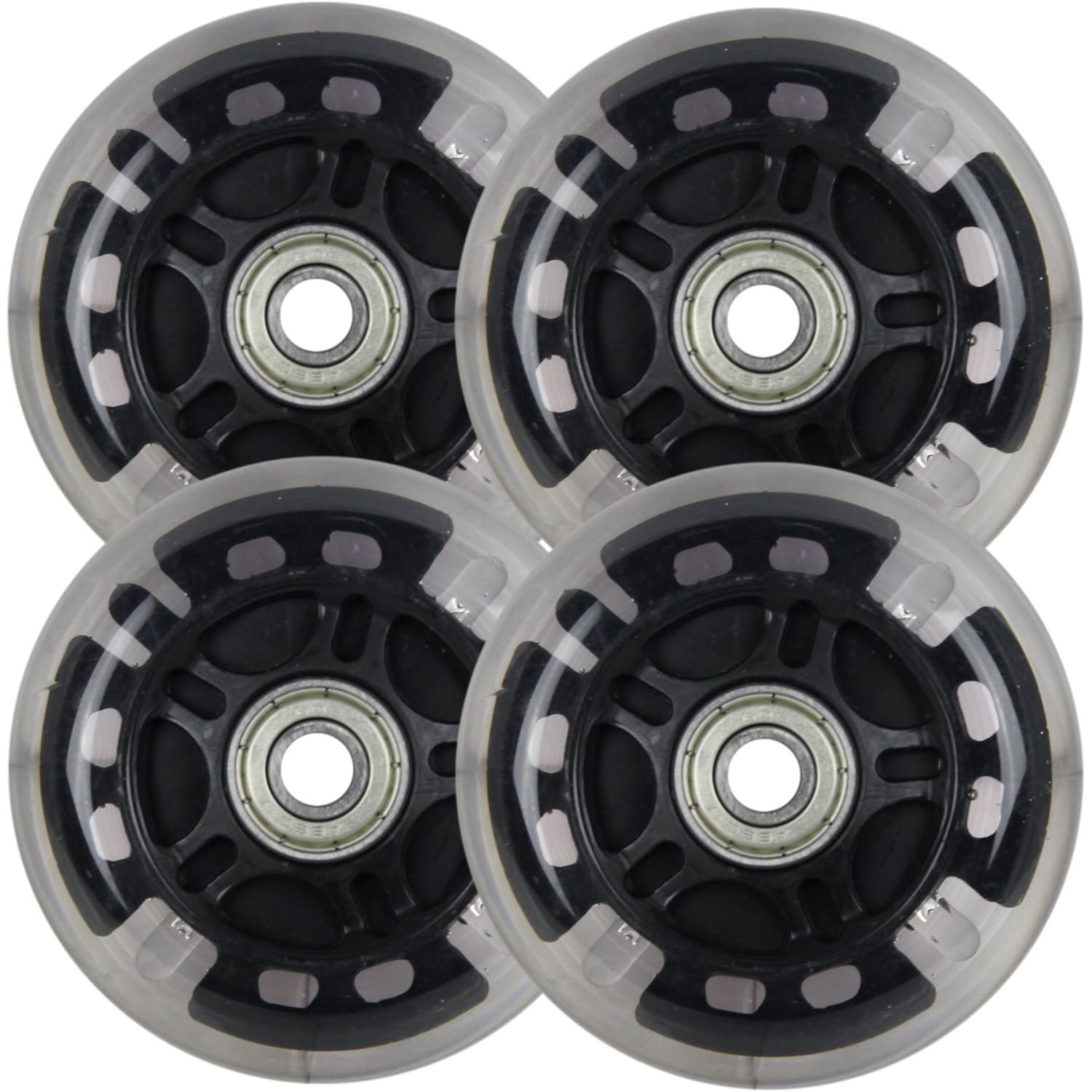 KSS 82 A Skate Rollerblade Light Up LED-Inline-Rollen mit ABEC 9 Kugellager (4 Stück), 76 mm, schwarz
