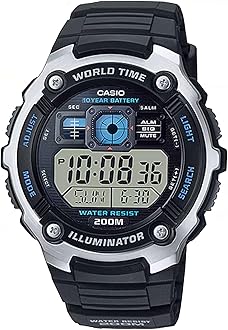 AE-2000W-1AVCF Men's AE2000W-1AV Silver-Tone and Black Multi-Functional Digital Sport Watch