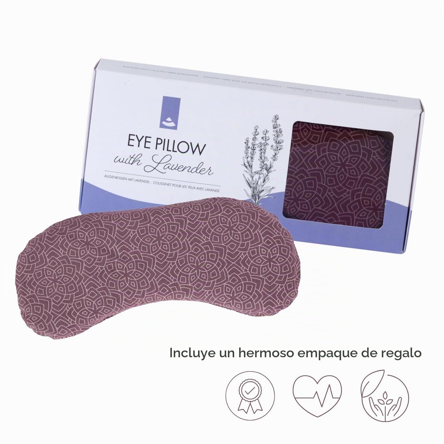 Bodhi Suave almohadilla para los ojos de algodón | Relleno de linaza orgánica y lavanda orgánica | Vegano | Antifaz para yoga, relajación y meditación | Disponible en varios diseños