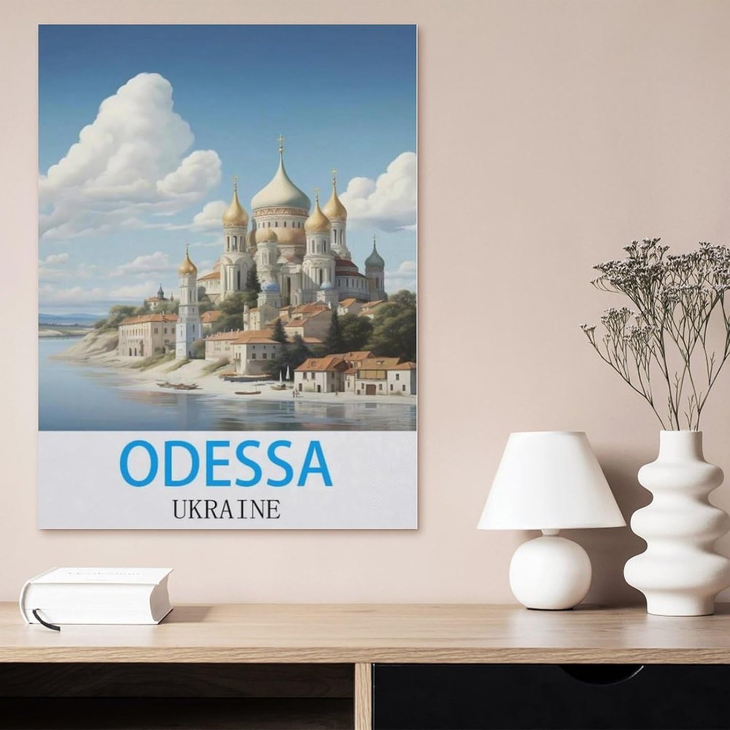 hdksyhsu Paint by Numbers for Adults Kids Beginner，Odessa Ukraine Vintage Travel Poster，DIY Acrylic Painting by Numbers Kits with Brushes Acrylic Pigment Home Decoration Brithday Gifts(40x50cm-BU29