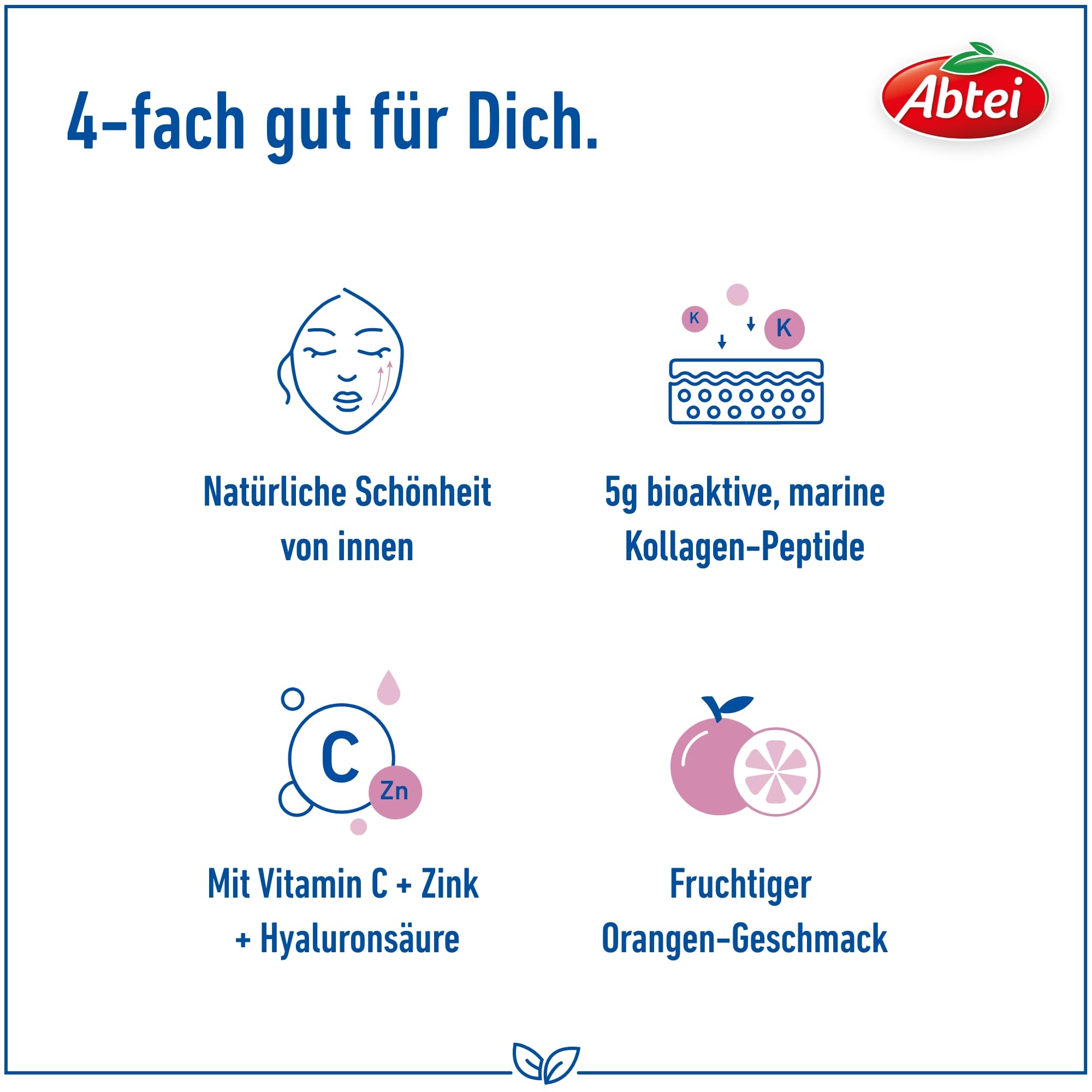 ABTEI Beauty Kollagen Intensiv 5000 - Kollagen-Trinkampullen - 30 St. | Vorratspackung, 5 g hochdosierte Kollagen-Peptide, Hyaluron & Biotin, frisches & ebenmäßiges Hautbild, zuckerfrei