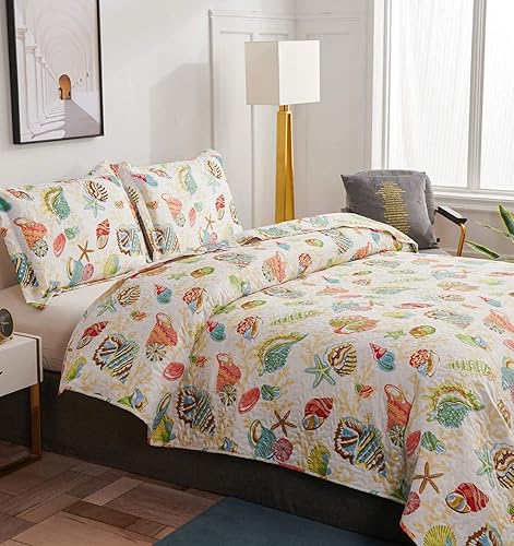 Miniatura 6 de Juego de 3 piezas, edredón con fundas de almohada, serie océano