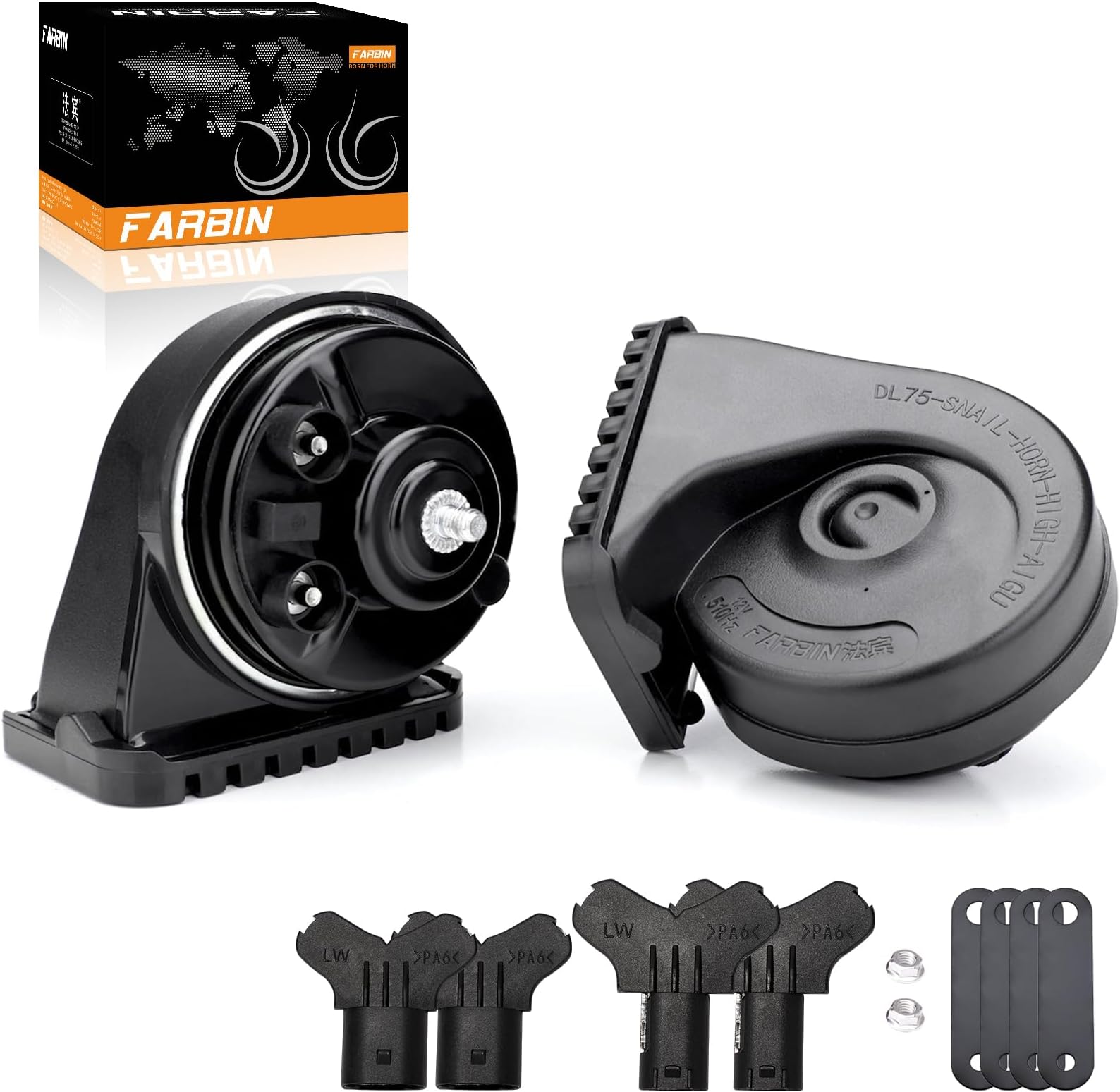 FARBIN Loud Horn Compatible with BMW 12V Car Horn Loud Dual-Tone Electric Snail Horns Waterproof Special Interface
