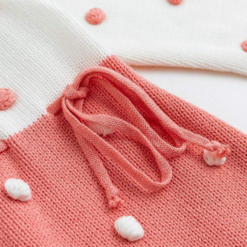 Simplee kids Baby Girls Rompers Long Sleeve Pompoms Infant Toddler Jumpsuit for Spring Fall Winter - Image 5