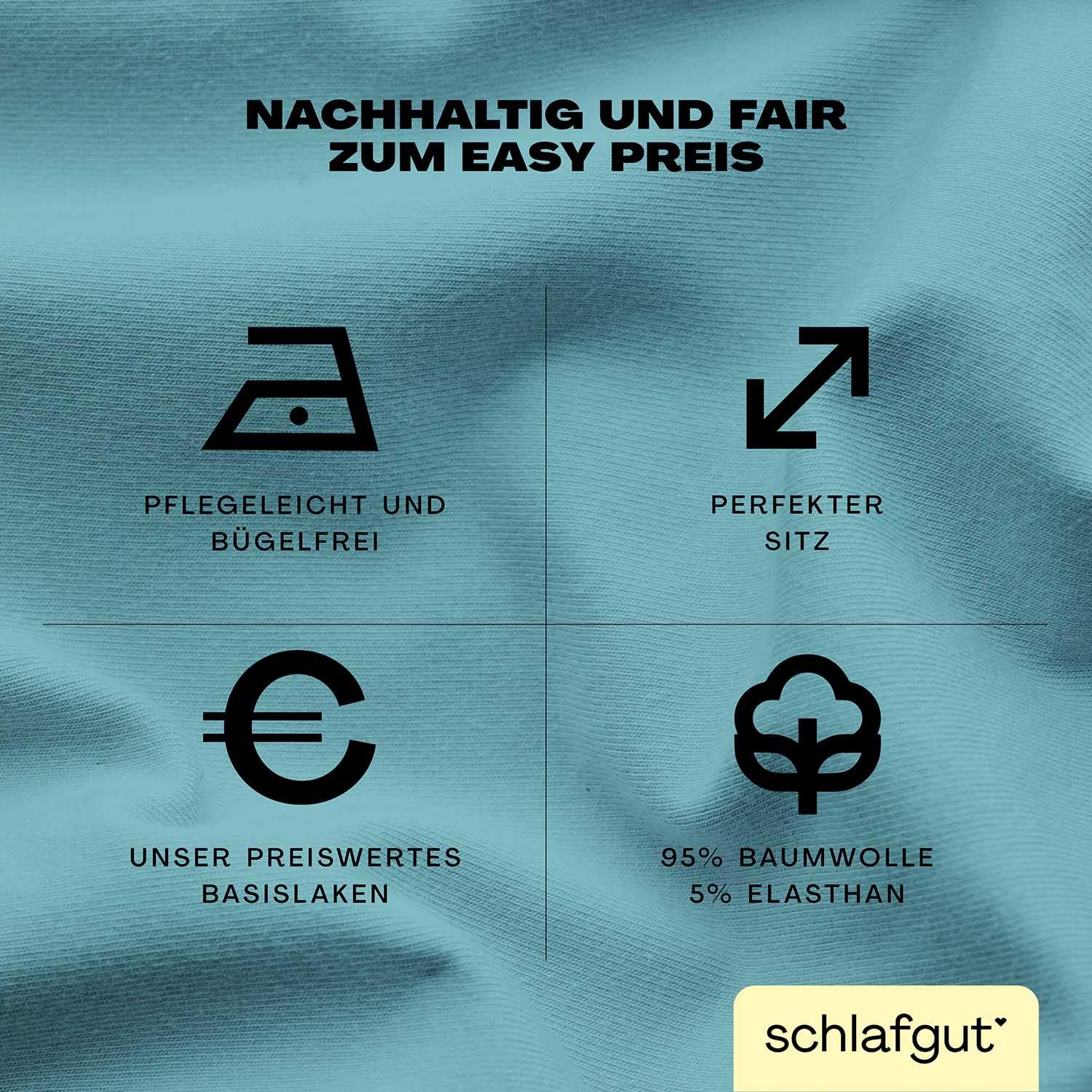 Schlafgut Easy Jersey Elasthan Topper Spannbettlaken 180x200 bis 200x220 Petrol Mid, Spannbetttuch aus superweicher Baumwolle mit Elasthan
