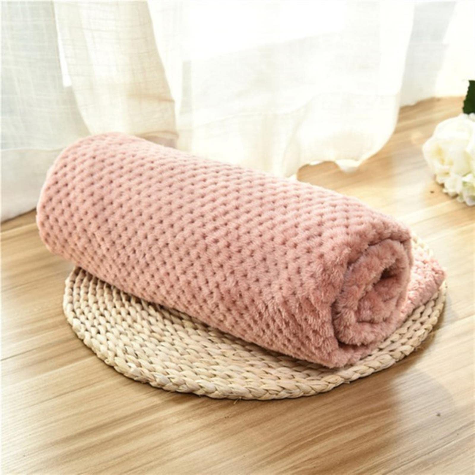 Couverture pour chien rose L 100x80cm en peluche douce et matelas chaud pour chat