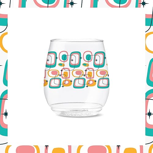 Miniatura 6 de TOSSWARE POP - Juego de 6 vasos de la serie Vino Mid-Century Retro de 14 onzas, calidad premium, reciclables, irrompibles y de plástico transparente