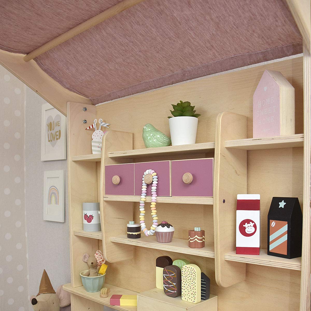 Meppi Kaufladen Lollipop aus Holz rosa/Natur - Kaufmannsladen für Kinder - Marktstand