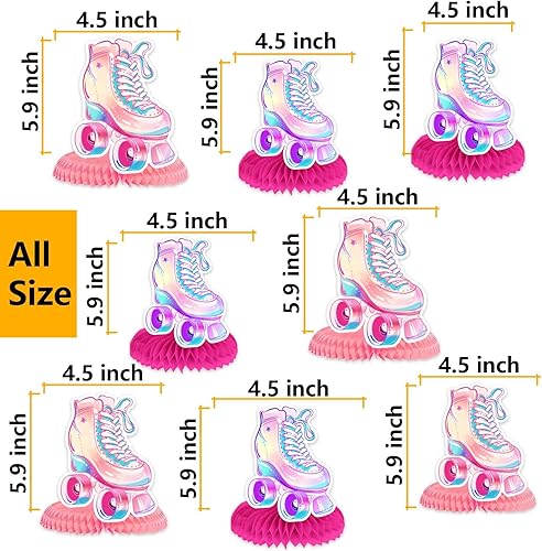 Miniatura 2 de Patines de panal centros de mesa retro hip hop decoración temática de patinaje sobre ruedas decoraciones para niñas adolescentes patinajes fiesta de