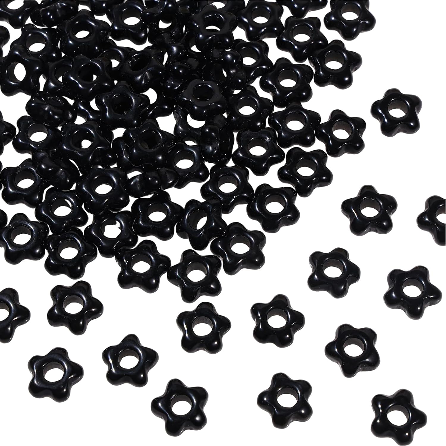TUMBEELLUWA 10 Pcs Natural Crystal Flower Shaped Beads for Jewelry Making 5 mm, Amethyst Purple Large Hole Beads for Crafts Macrame Hair Braids