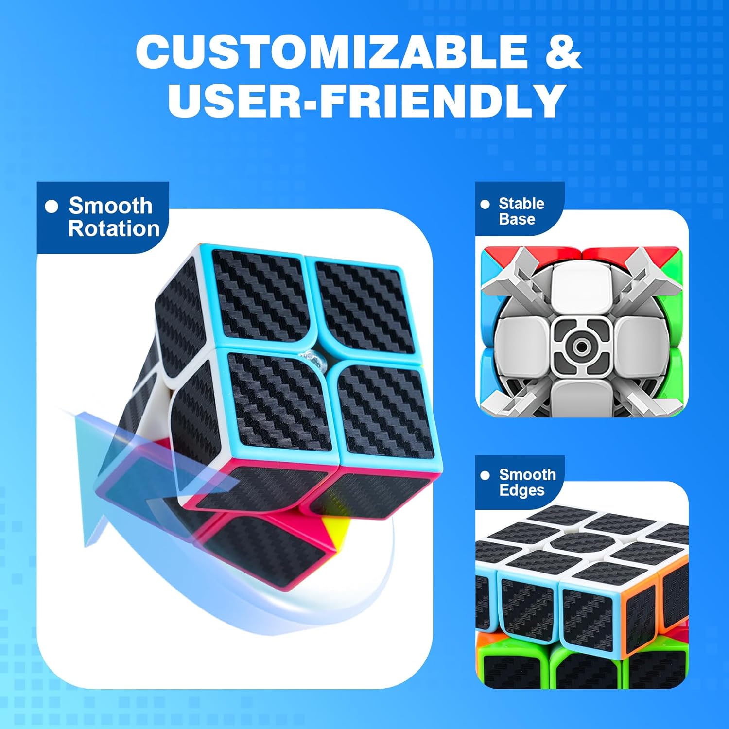 AuntyFey Speed Cube Set 5 Pack Bundle of 2x2, 3x3, 4x4, 5x5, Pyraminx Magic Speed Cube, Puzzle Cube for Kids & Beginner & Adults