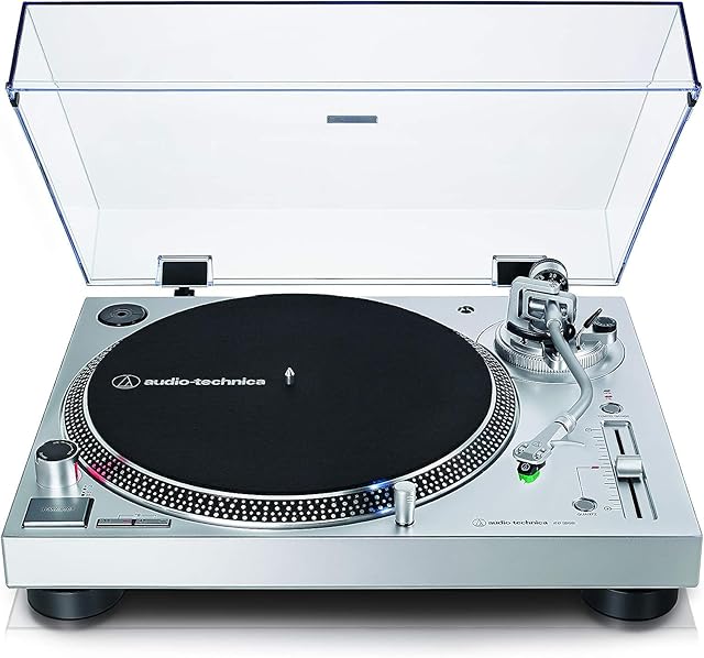 Audio-Technica AT-LP120XUSBSV Gramofon Ręczny Obrotowy z Napędem Bezpośrednim, Srebrny/Czarny
