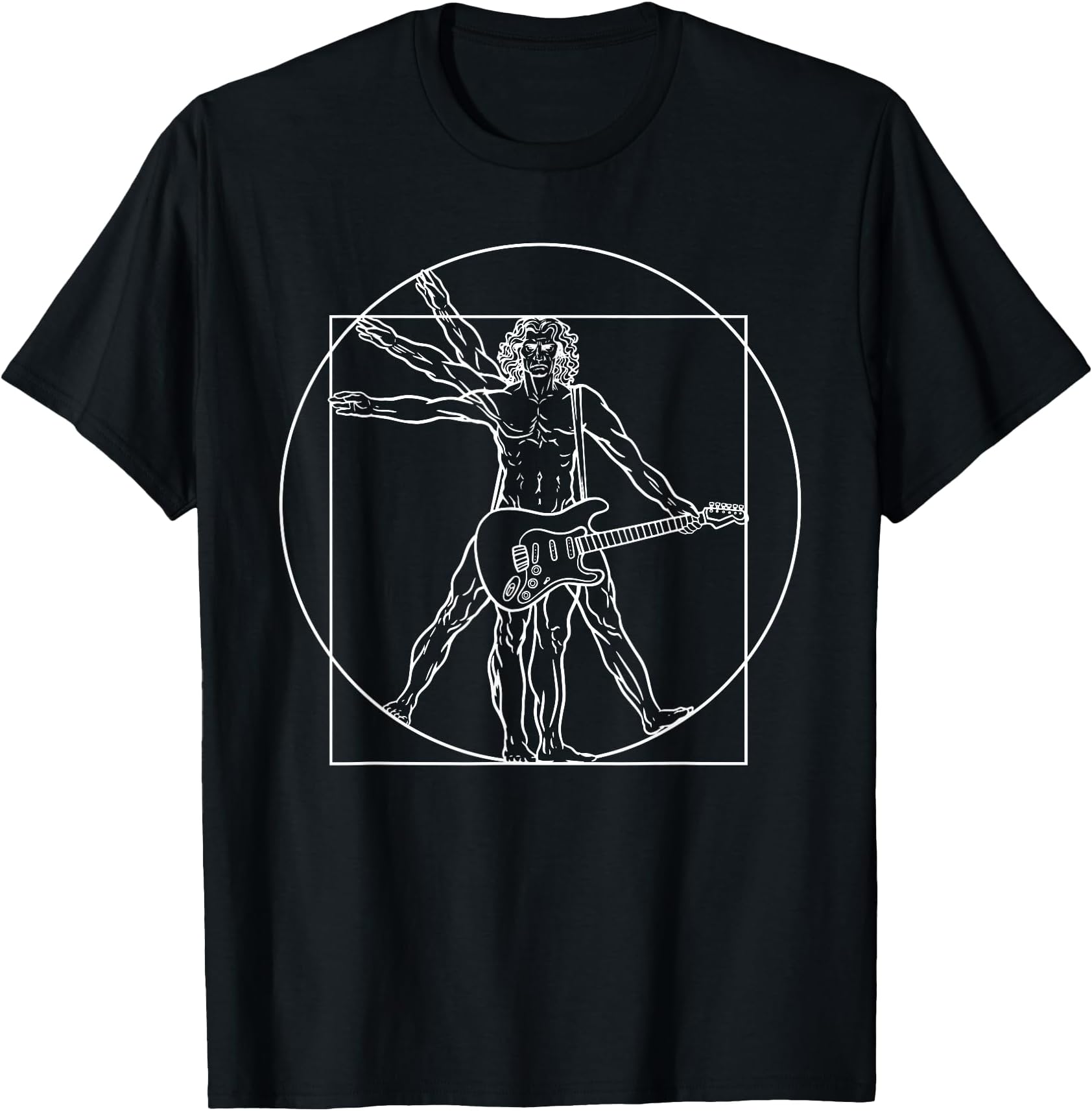 Vitruvian Man Guitar Rocker Da Vinci Guitarist T-Shirt