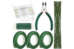 PAXCOO Floral Arrangement Kit with Green Tape and Wire, Boutonniere Pin, and Wire Cutter