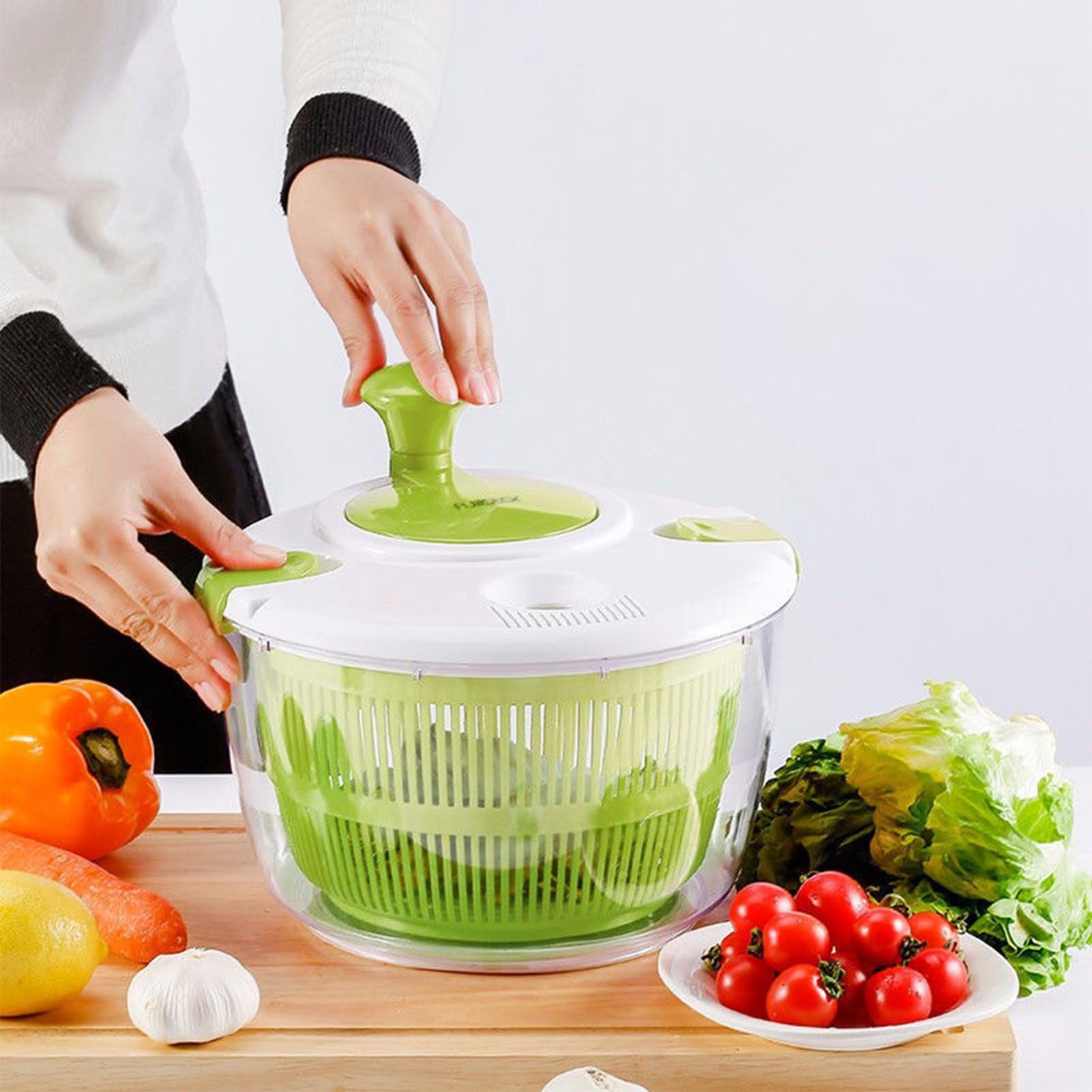 Salatschleuder Obst Gemüsewaschmaschine mit Deckel,Abnehmbarer Abtropfkorb