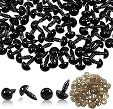 TOAOB Pack of 50 10 mm Black Safety Eyes for Crochet Animals with Washers Plastic Doll Eyes for Puppet