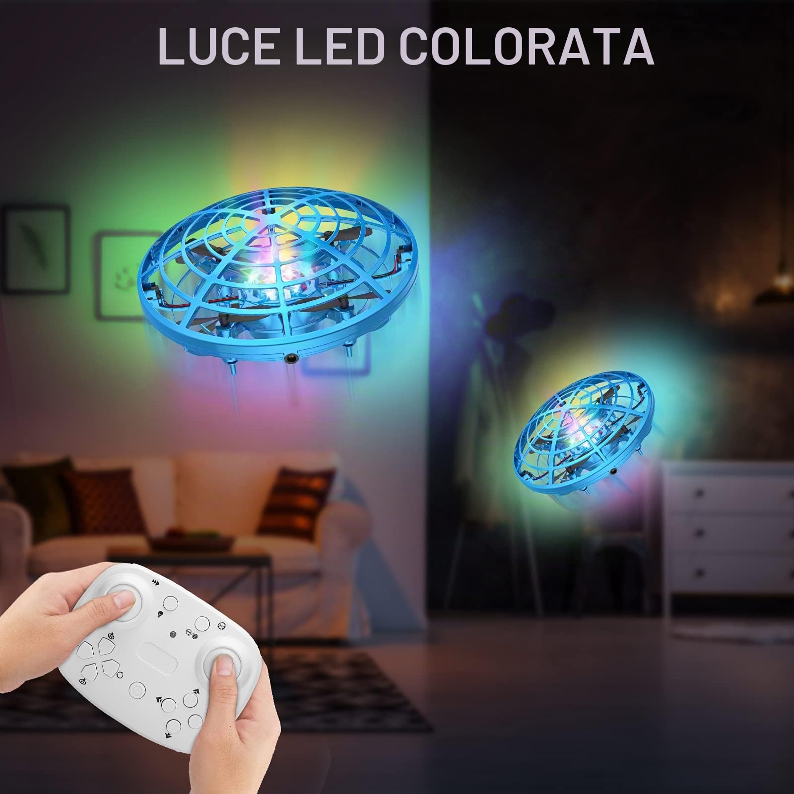 Nuovi Drones à Main, Mini Drone UFO Mains Libres Rotaion 360°, Télécommande LED Avion Jouet Volant Cadeau per Bambini