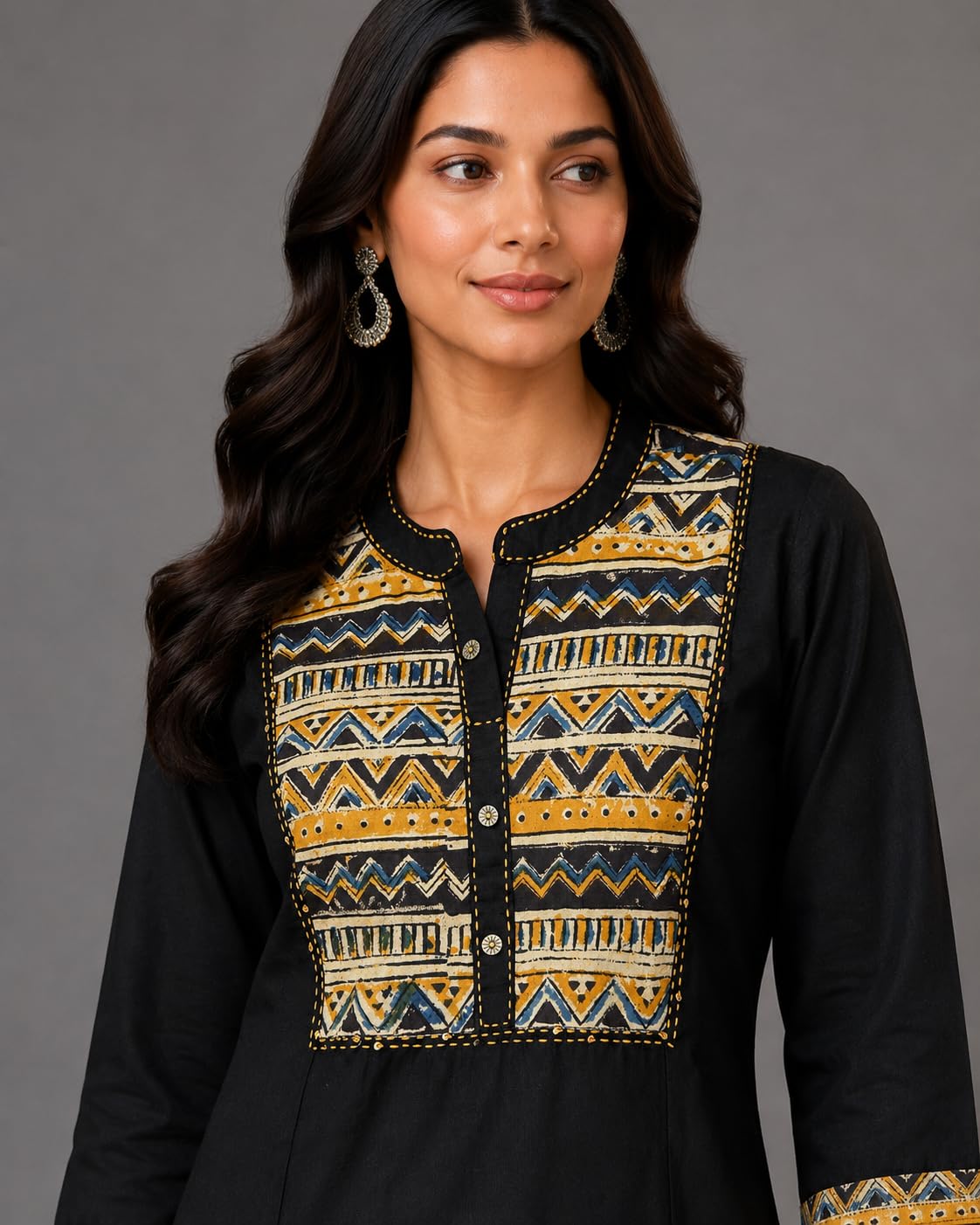 Ladyline Tunique en coton pour femme avec imprimé ethnique